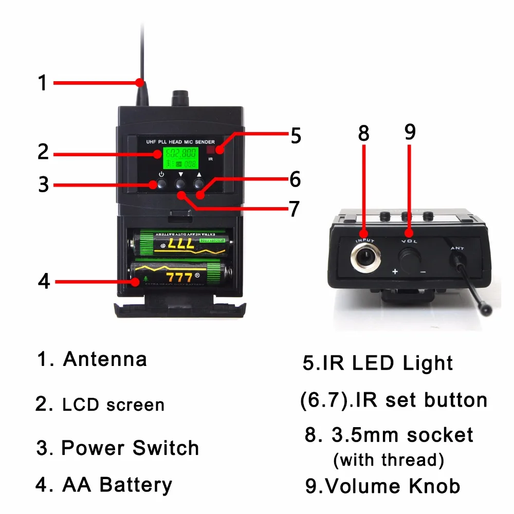 Freeboss 4 канала 4*100 каналов PLL IR частота UHF беспроводной микрофон с 2 металлическими