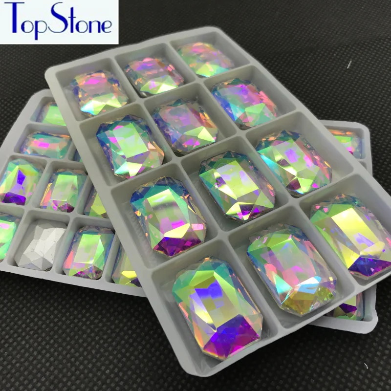 Кристально чистые AB стеклянные хрустальные Прямоугольные Каменные заостренные