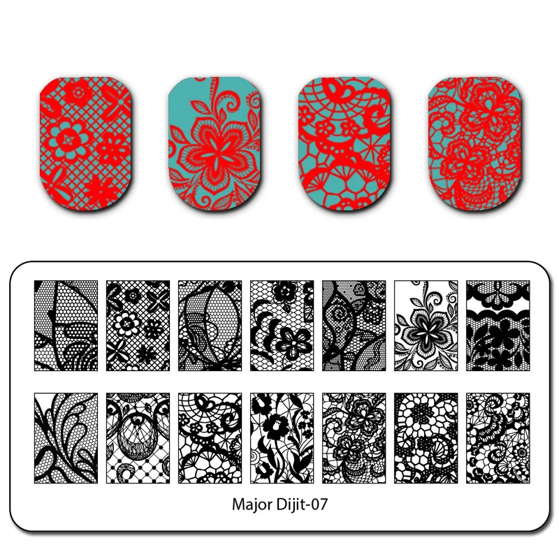 Major Dijit 1 шт. 3D кружевные цветы маникюрные пластины 12 5*6 5 см для стемпинга