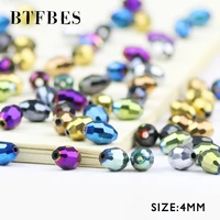 btfbes rice grains austrian crystal beads 46mm 100pcs plated color glass beads loose spacer round beads for jewelry making diy