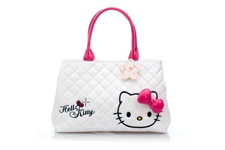 White with Hot Pink Hello kitty большая сумка-шоппер XW-1029 - Цвет: White with Hot Pink