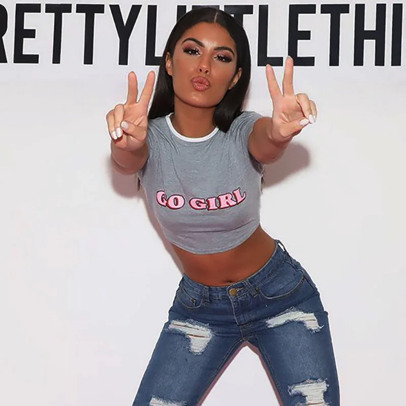 Европа и США 2019 Лето Новая мода с буквенным принтом круглый вырез Футболка