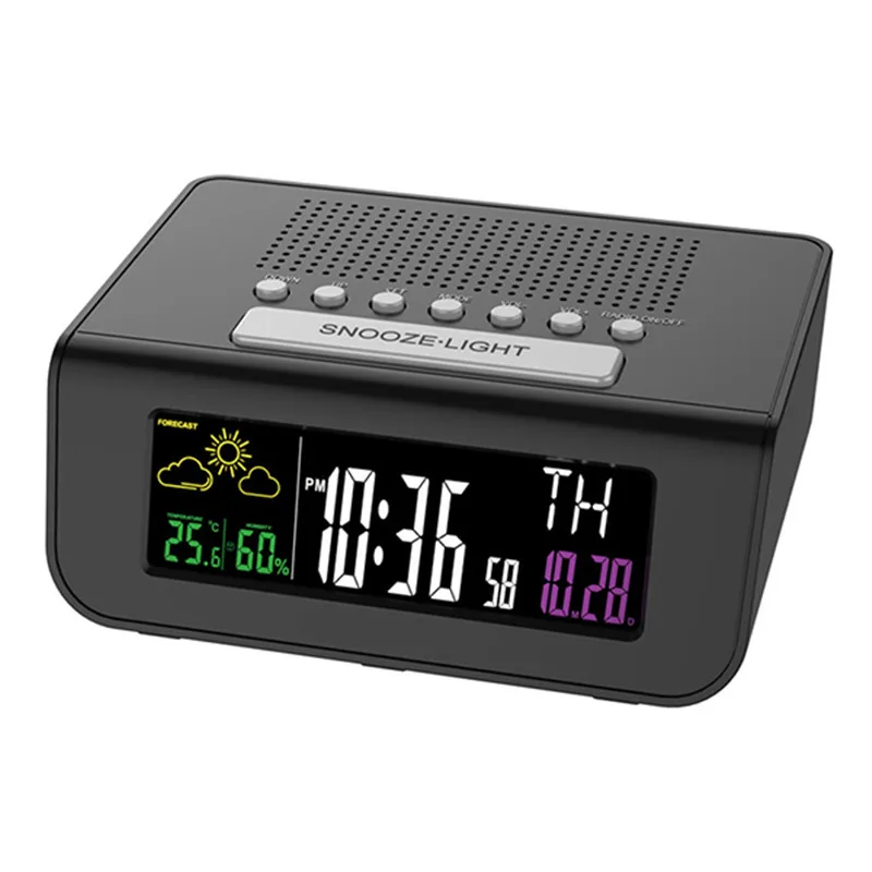 Цифровой будильник SmartSet беспроводной Прогноз погоды сна FM радио часы время 8
