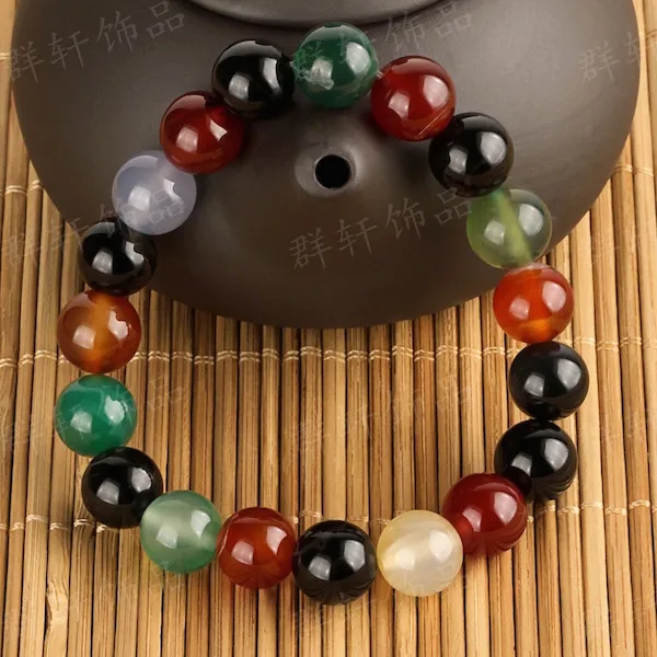 Color Agate Высокое качество модные 19 цветов модные хрустальные 10 мм бусины браслет для женщин и мужчин ювелирные изделия оптом - Окраска металла: Color Agate