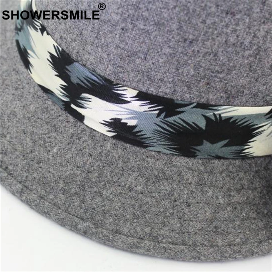 SHOWERSMILE серая женская шляпа-федора, Классическая шерстяная шляпа с бантом, фетровая винтажная Осенняя зимняя твидовая британская джазовая шляпа, элегантные модные кепки