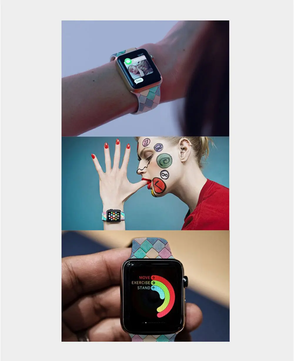 Rainbow38/40/42/44 мм ремешок для часов из натуральной кожи цвет для Iwatch ремешок для Apple Watch для samsung наручный браслет 22 мм 24 мм мозаика