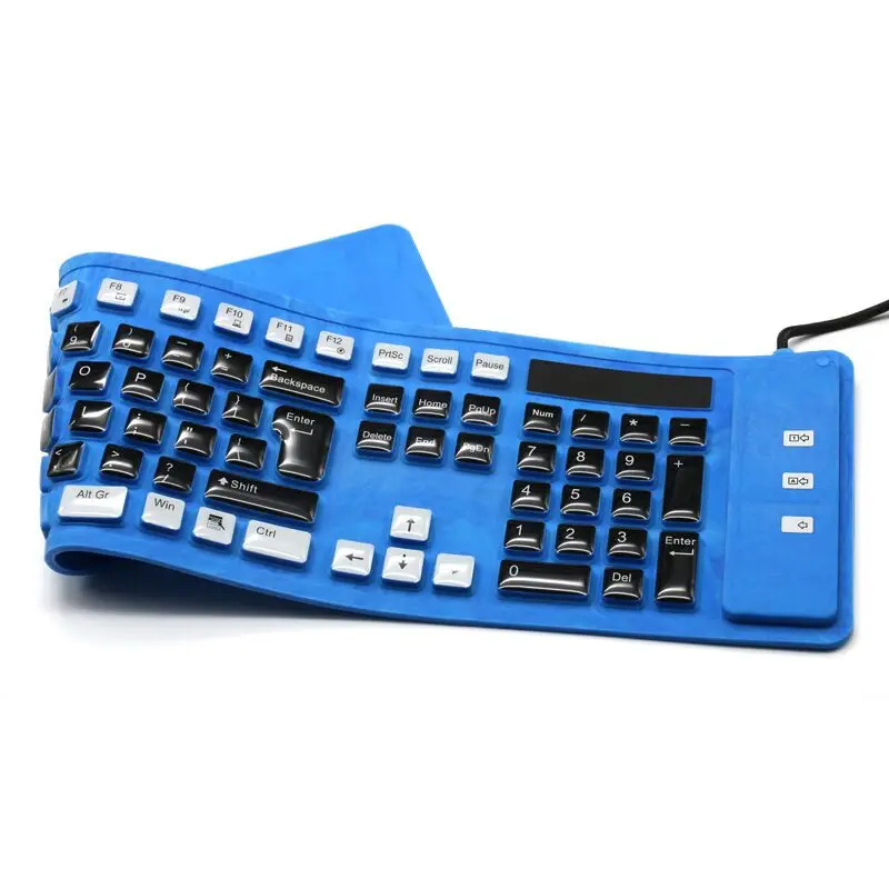 Складной силикона клавиатуры USB Проводная клавиатура игры Водонепроницаемый