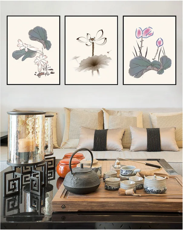 Новинка 2017 китайские листья лотоса фэн шуй картины с цветами декоративная