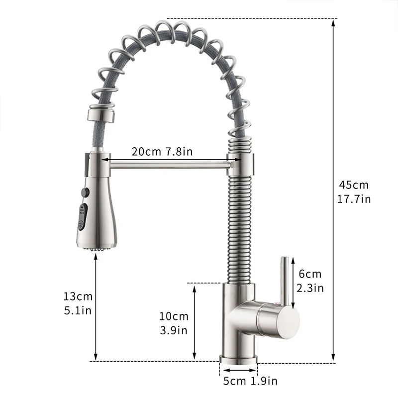 Смесители для кухни FLG в пружинном стиле из матового никеля Выдвижной латунный