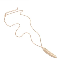 leaves punk 2020 new fashion necklace gold simple leaves feather womens necklaces wholesale sales heart charms