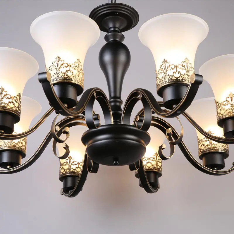 Современная стеклянная люстра для спальни столовой кухни черного и золотого