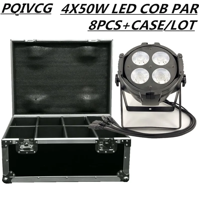 

8PCS/ 4X50W LED PAR light +Flight Case white/warm white LED COB light DMX stage professional led wash light