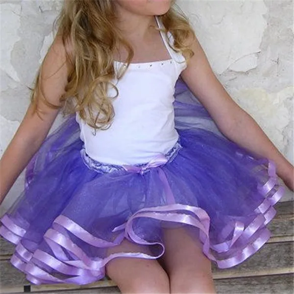 2016 Тюль Пушистый Маленькая Девочка Туту Юбка С Атласной ленты Кружева Для Мини