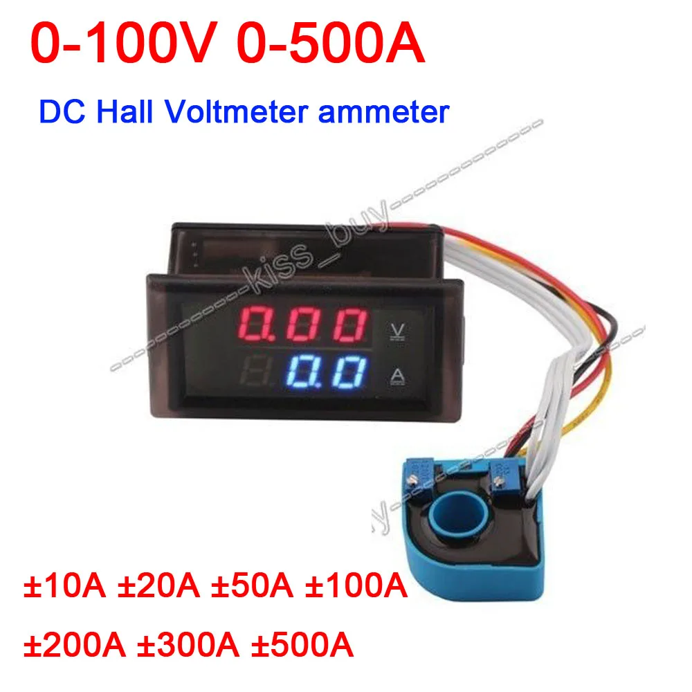 DYKB Hall DC Вольтметр Амперметр 100 В ± 0 500A цифровой светодиодный вольтметр Ампер