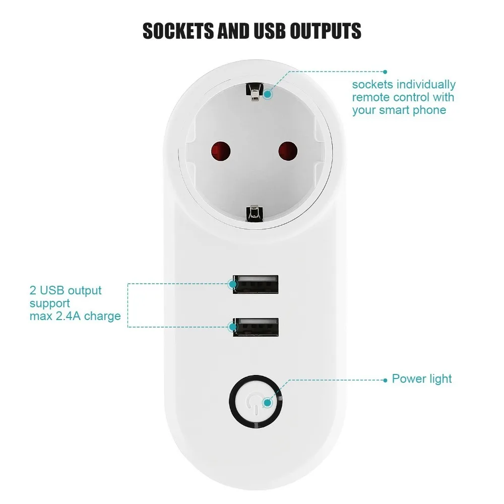 WiFi умная штепсельная вилка европейского стандарта на выходе беспроводной пульт