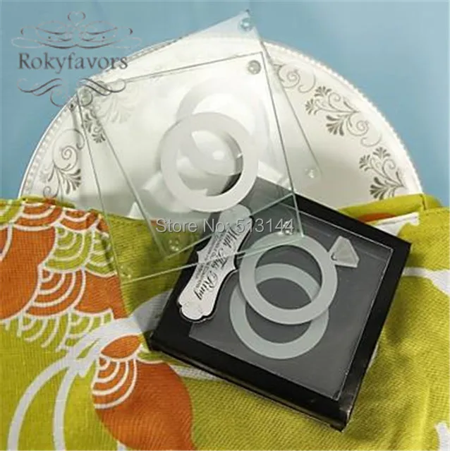 FREE SHIPPING 30pcs=15sets/lot ! with This Ring Glass Coaster Unique Party Favors Bridal Shower Pad Wedding Gift | Дом и сад