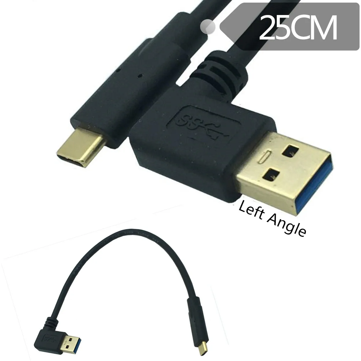 Позолоченные USB3.0 версия AM влево изгиб/Тип C прямо голова ноутбук телефону кабель
