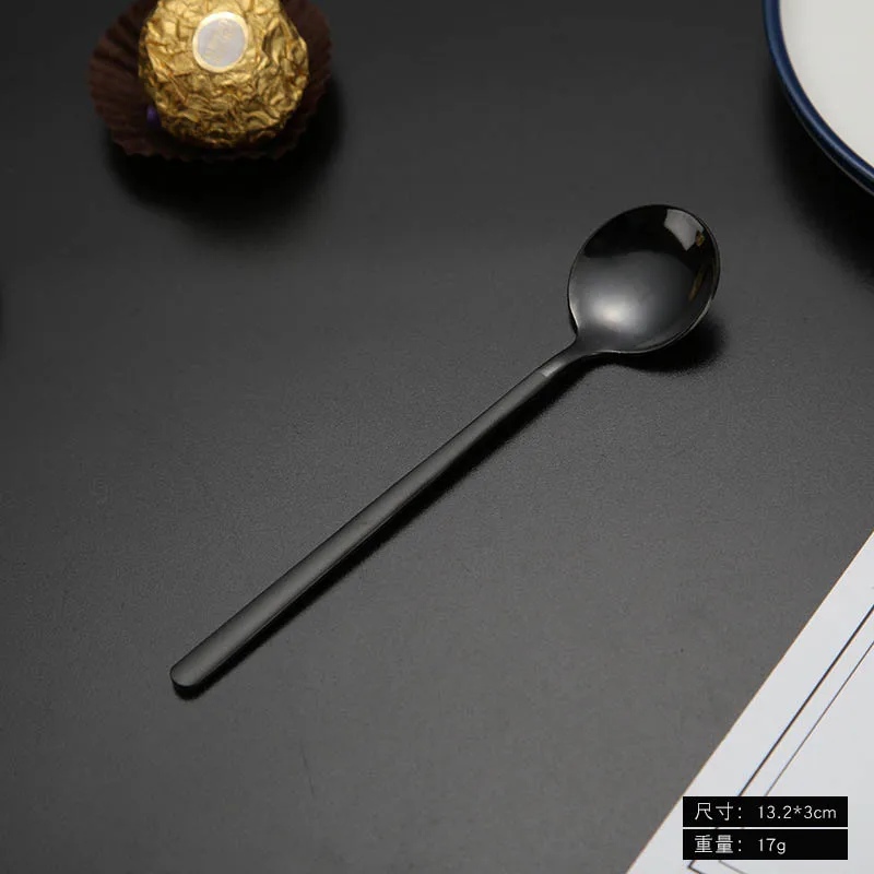 Small Tungsten gold Нержавеющая сталь 7 цветов красочные кофейные ложки ледяные десертные ложка с длинной ручкой из розового золота ложка-мешалка кухонная посуда - Цвет: Small Tungsten gold