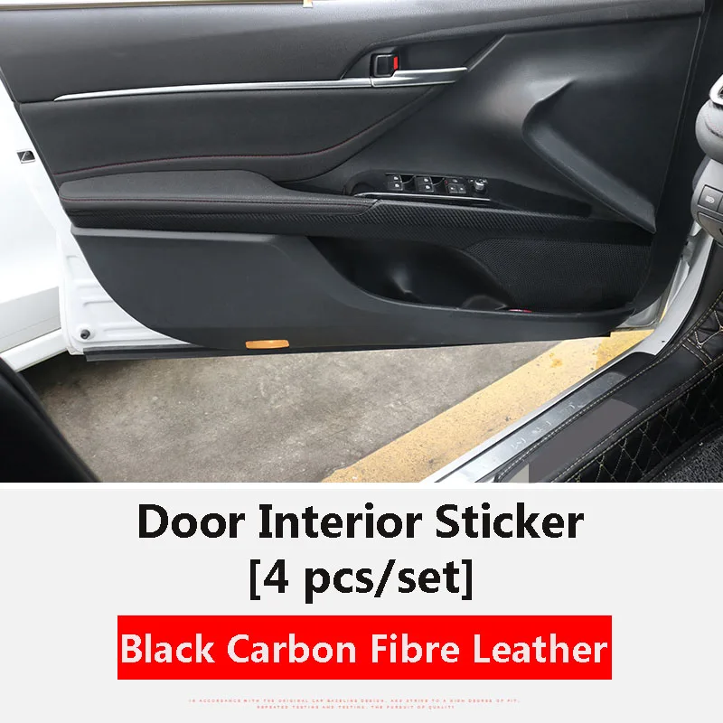 Door Inner Black 4Pc QHCP чехол для рычага переключения передач, чехлы на руль, Защитная Наклейка на дверную колонну, кожаный внутренний аксессуар для Toyota Camry - Название цвета: Door Inner Black 4Pc