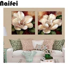 Алмазная вышивка сделай сам, цветок, магнолия, 5D, алмазная живопись, вышивка крестиком, 3D, Алмазная мозаика, украшение, рождественский подарок, две картины,