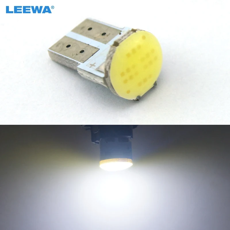 LEEWA 50 шт. DC12V 2 ватт T10 W5W/184/194 клиновидная 6LED COB автомобильная светодиодная лампа