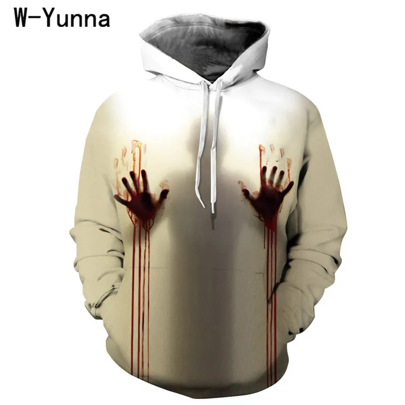 W-Yunna новые осенние толстовки с 3d принтом Мужские принты крови дизайнерские