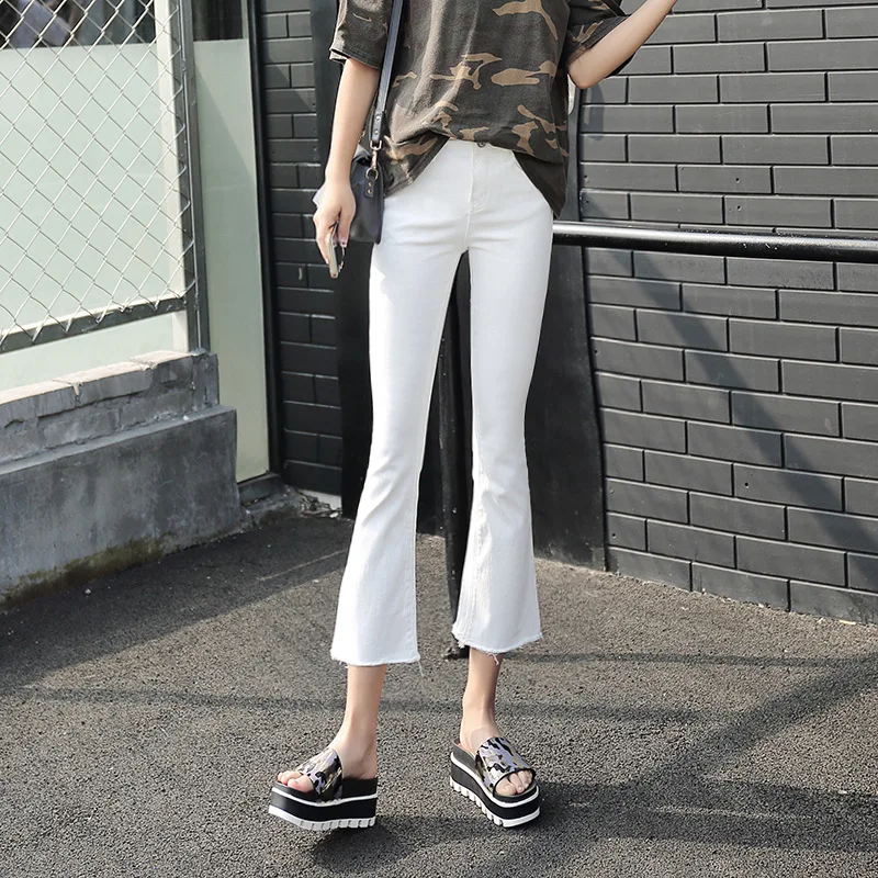 Новинка весны 2019 тонкие расклешенные брюки винтажные черные джинсы женские