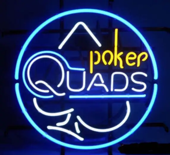 

Custom QUADS POKER BLUE Glass Neon Light Sign Beer Bar