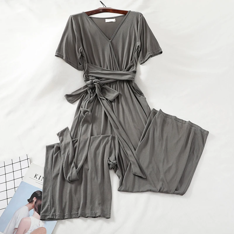 2019 Новый женский комбинезон широкие ноги повседневная одежда для женщин Летняя