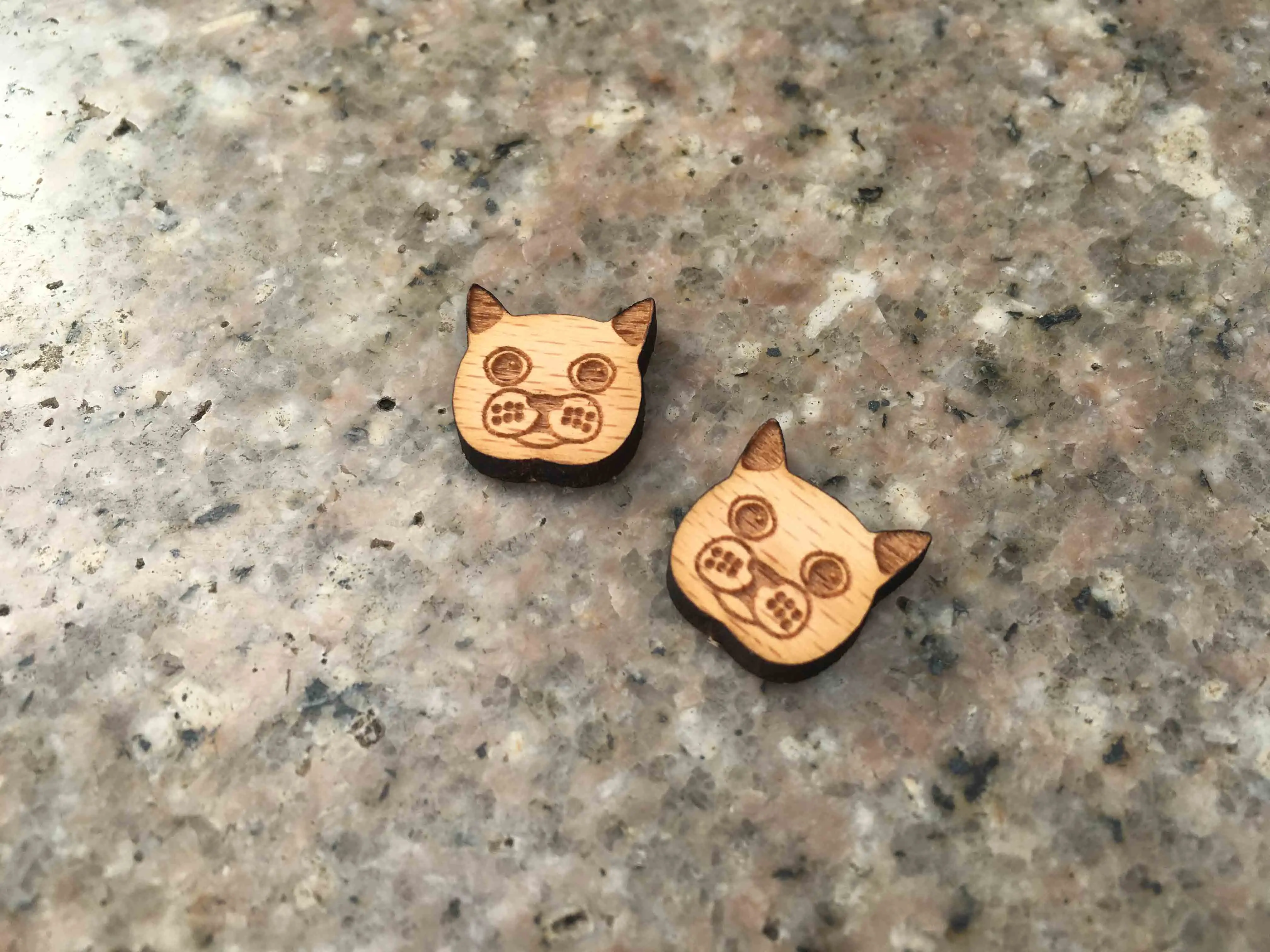 British Blue Cat серьги лазерные с гравировкой Kitty гвоздики животными деревянные ручной