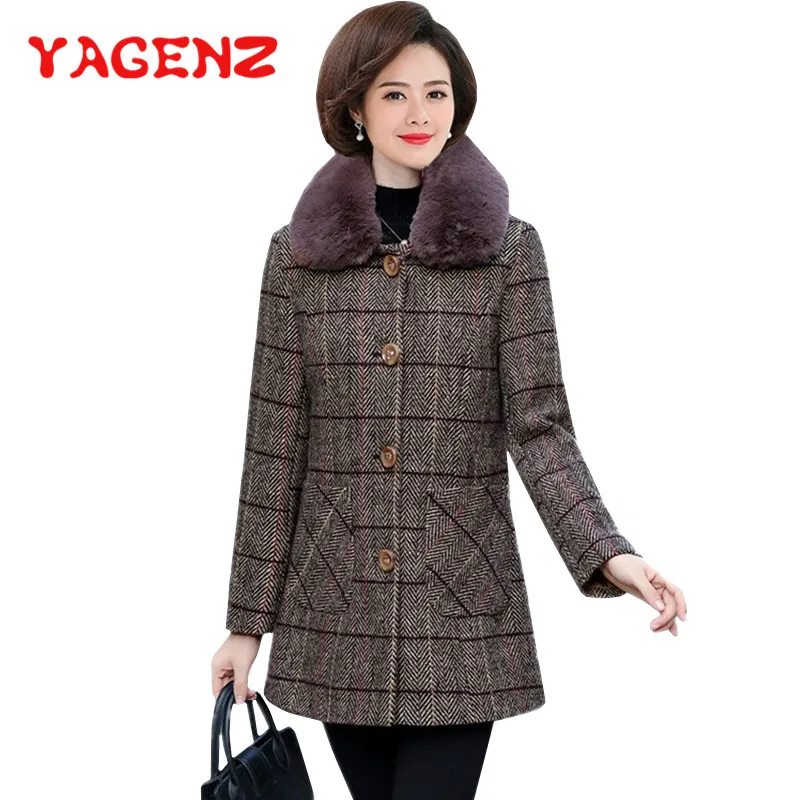 

YAGENZ Women Wool Coat Winter Fashion Jacket For Women Clothes Winter Long Wool Coat Trench Blends Female Long Woolen Coats 417