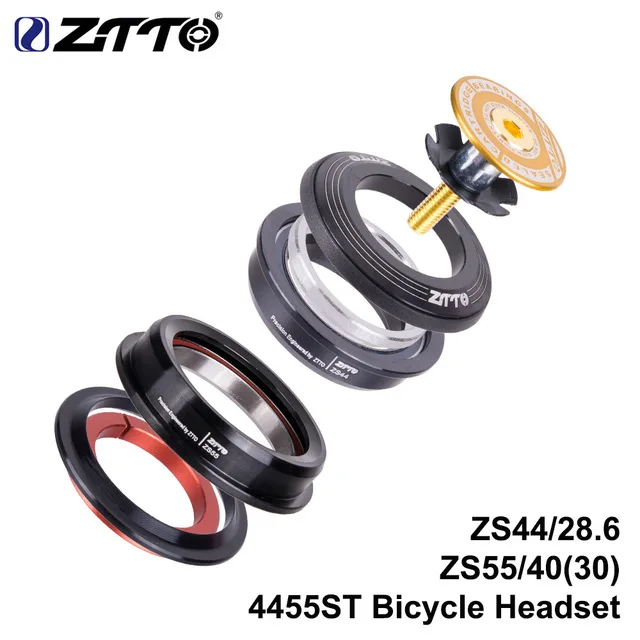 gold ZTTO 4455ST MTB гарнитура для шоссейного велосипеда 44 мм 55 мм CNC 1 1/"-1 1/2" 1,5 28,6 прямая труба вилка внутренние части велосипеда - Цвет: gold