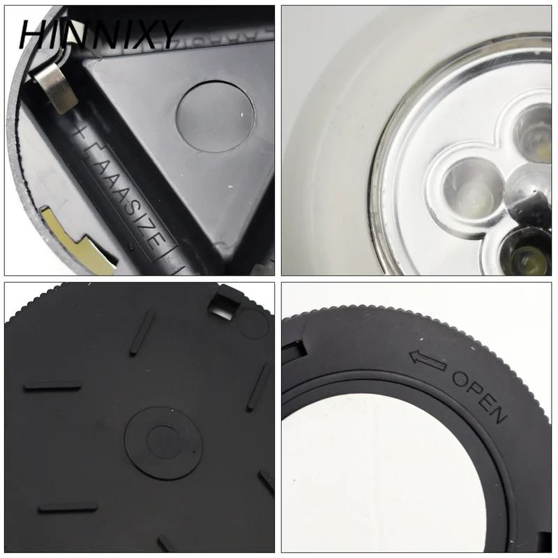 Hinnixy 3LED 4LED красочные мини сенсорные лампы холодный белый батарейный блок круглый