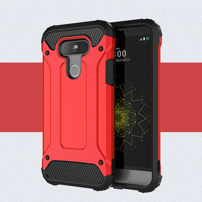 Противоударный чехол-броня Coque 5.3For Lg G5 чехол для Lg G5 Se H845 H840 H850 H860 F700 телефона чехол-лента на заднюю панель - Цвет: Red