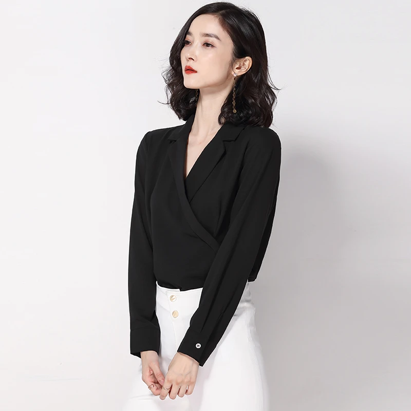 Women Spring &amp Autumn Korean Elegant Shirt Top Office Lady Slim Chiffon Soft Blouses Female Fashion Brand Work Wear Clothing |