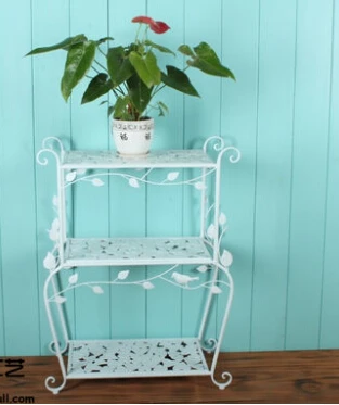 Трехслойная полка из кованого железа пасторальная Полка для кухни и ванной