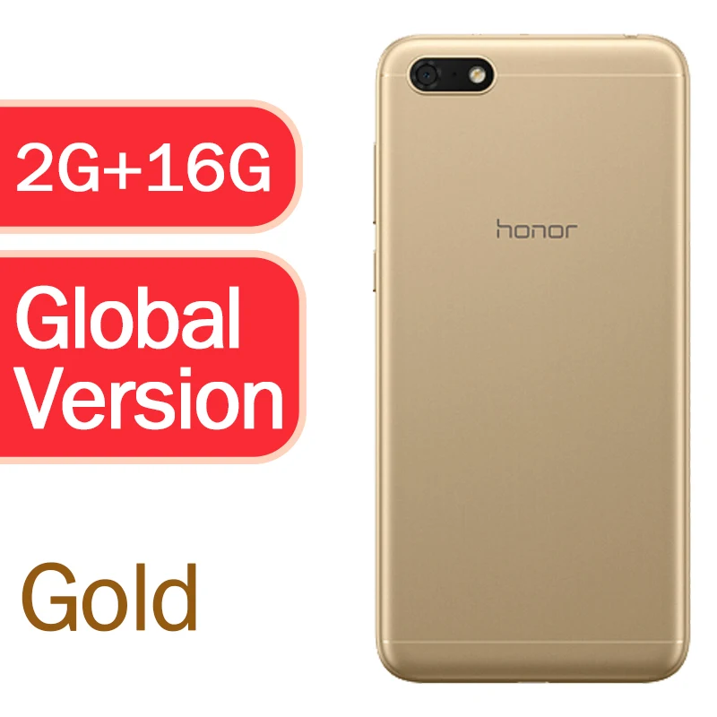 Gold Оригинальная глобальная версия Honor 7S MT6739 четырехъядерный 13 МП камера заднего вида 3020 мАч батарея 5,4" 18:9 экран 2 Гб 16 Гб Смартфон - Цвет: Gold