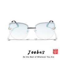 joubas cateye rimless sunglasses for women 2019 pearl blue half frame sun glasses high quality luxury brand desinger shades 110
