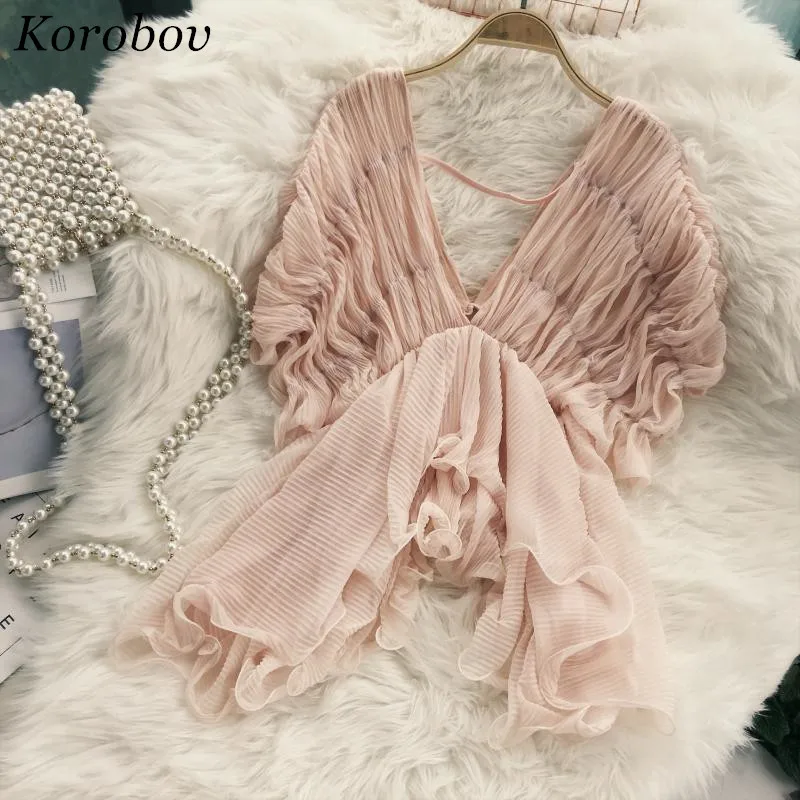 Новинка 2018 модная сексуальная блузка с глубоким v-образным вырезом Повседневная