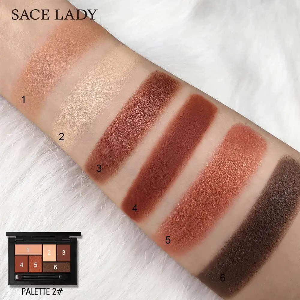 SACE LADY, Обнаженная палитра теней для век, водостойкий пигмент, набор косметики, мерцающий матовый, 6 цветов, палитра теней для век, набор для макияжа с блестками