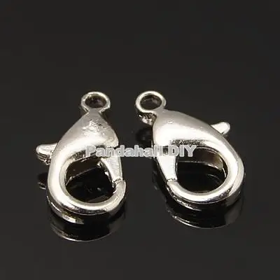 Латунные застежки карабины 200 шт без никеля платинового цвета длина около 12 мм