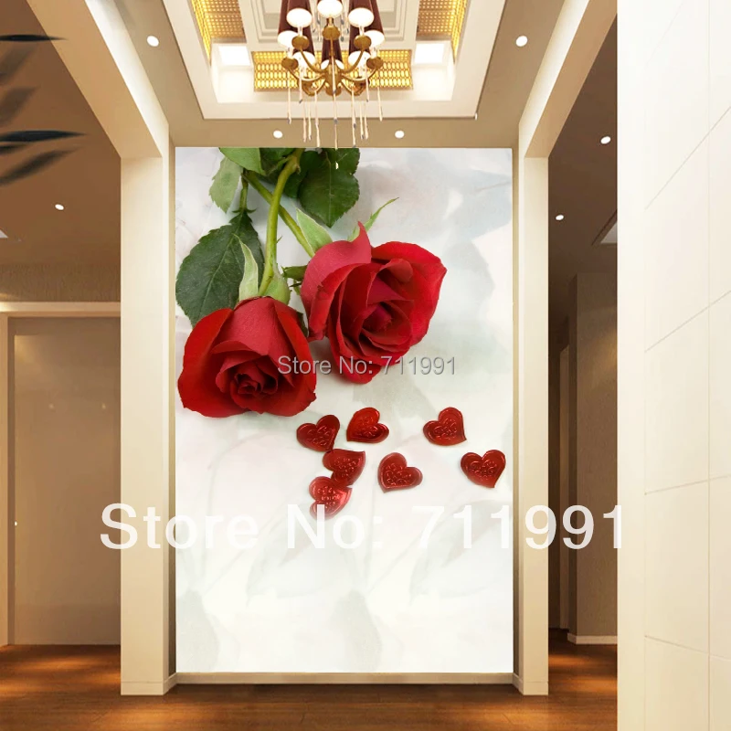 

Custom floral wallpaper romantic rose wallpaper for the living room TV backdrop 3D corridor waterproof vinyl wallpaper murals