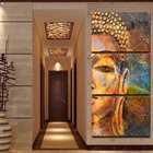 Картины на холсте, настенные картины в рамке, HD-принты, 3 шт., абстрактная золотая статуя Будды, постер, домашний декор для гостиной