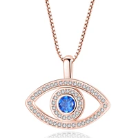 luxury blue cubic zirconia evil eye necklace for women plated silver gold crystal rhinestone pendant necklaces gift d3