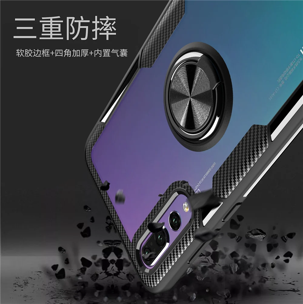 Tempered Glass Cases for Huawei Mate 20 Pro Case Magnetic Finger Ring Car Holder Cover P20 Lite Honor 8X Max Play |