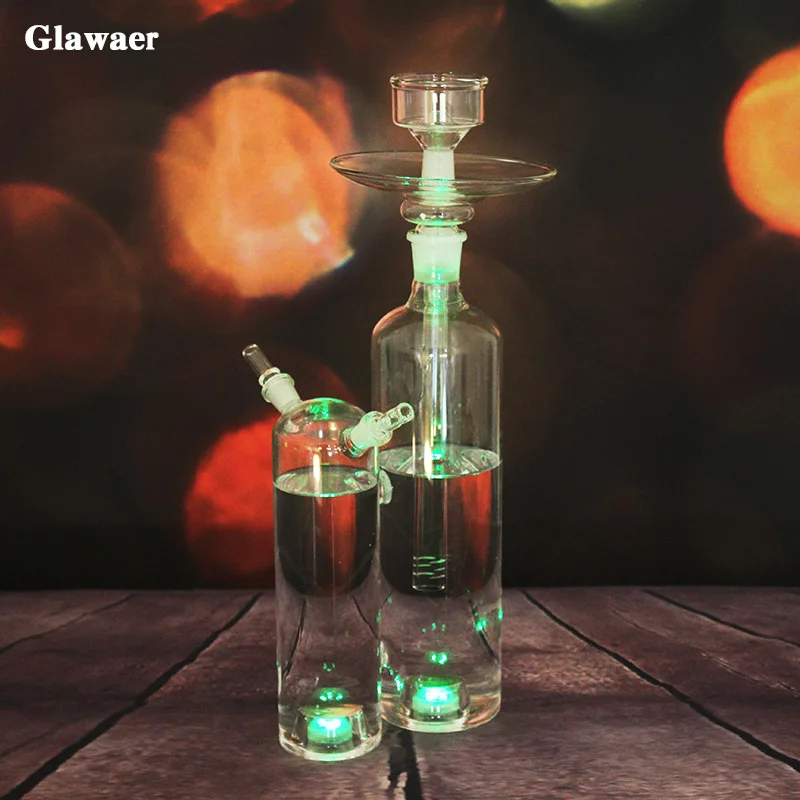 Двойные стеклянные кальяны с двумя светодиодными лампами 2017|shisha hookah|shisha glass