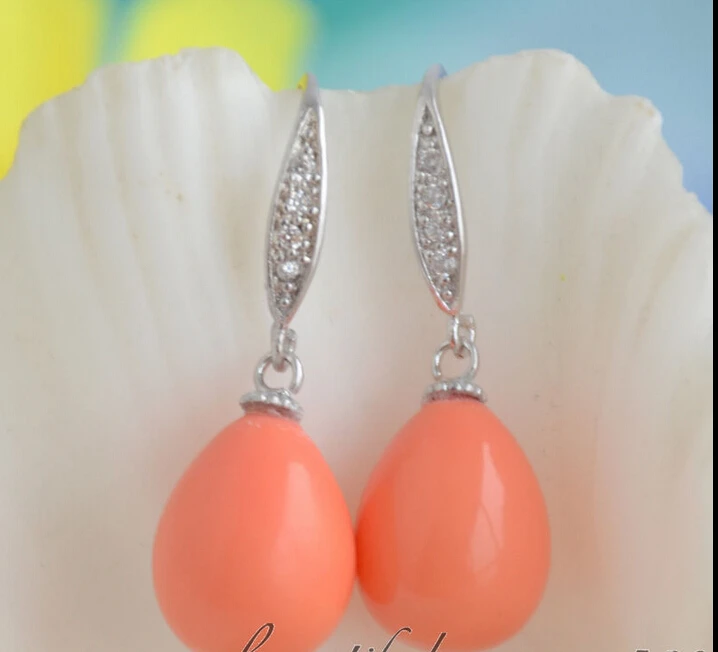 Женская свадебная доставка&gt 16 мм капельный розовый коралл Морская раковина