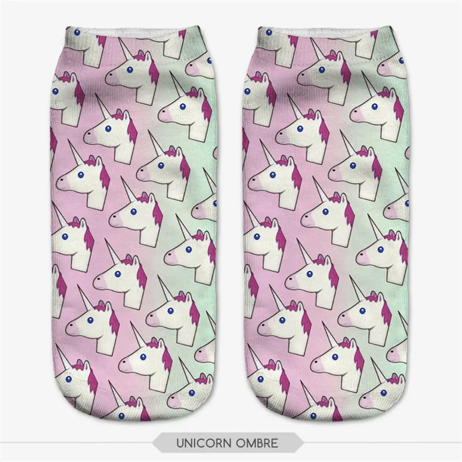 2016 модные хлопковые носки омбре с 3D принтом в стиле Харадзюку|unicorn socks|socks for womenfashion
