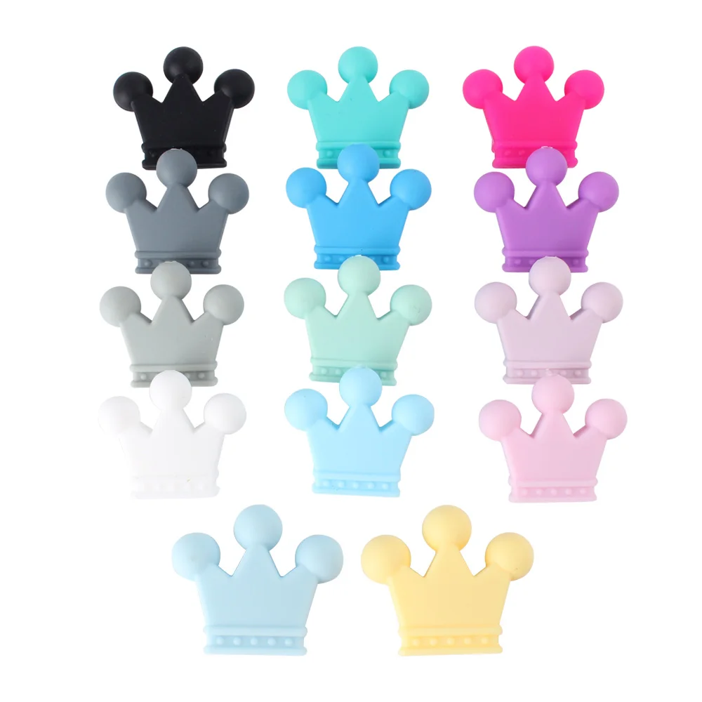 Keep&Grow 10pcs Crown Silicone Beads Baby Teething Toys Food Grade Silicone DIY Pacifier Chain Pendant Accessories Baby teethers