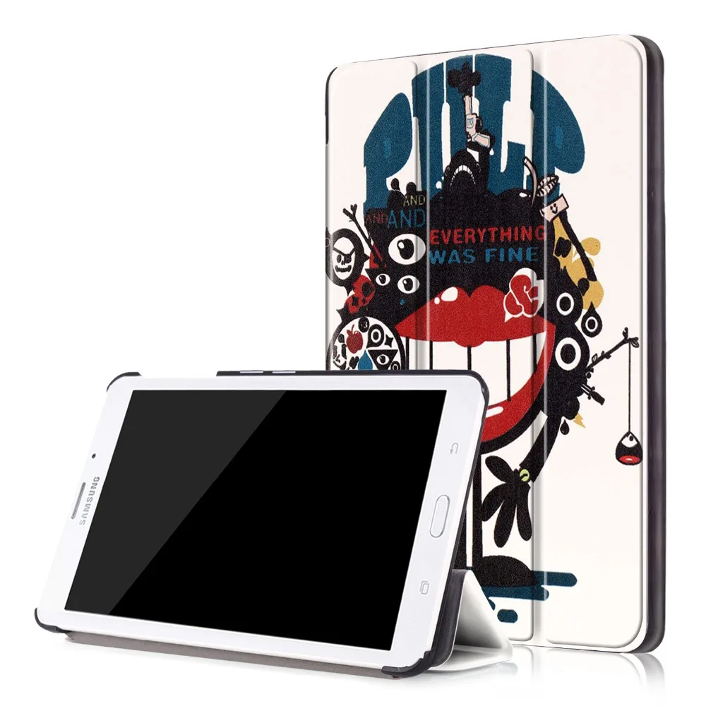 Высококачественный 3 складной чехол из ПУ кожи с принтом защитный для Samsung Galaxy Tab J